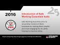 Step change in safety 25th anniversary 2016  introduction of safe working essentials tools