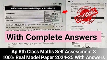 💯real Ap 8th class Fa3 maths question paper 2025|8th maths self assessment 3 model paper and answers