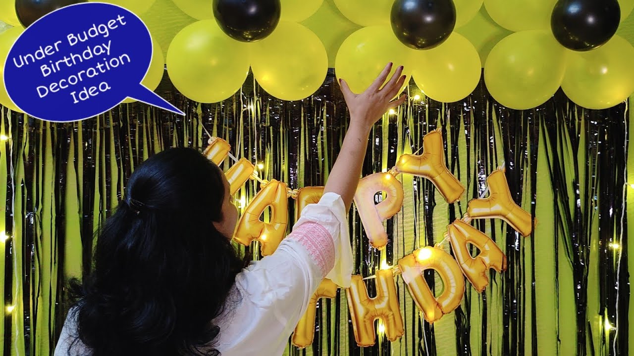 Yellow & Black Birthday Party Decorations Idea at Home Birthday ...