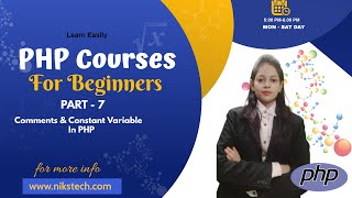 PHP Tutorial Full Courses Part - 7 For Beginners In Hindi || Niks Classes || Comments in PHP ||