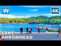 [4K] Lake Arrowhead Village, California USA - Scenic Nature Walking Tour 🎧 Binaural Sound