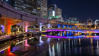 [4K] 阪神高速橋脚 大阪・関西万博開催500日前 特別ライトアップ EXPO 2025 Special Illumination of Hanshin Expressway Osaka Japan
