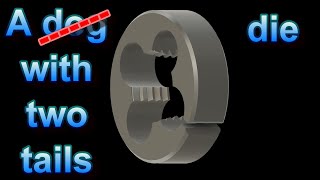 A die with two tails. using a thread die backwards to cut up to a shoulder
