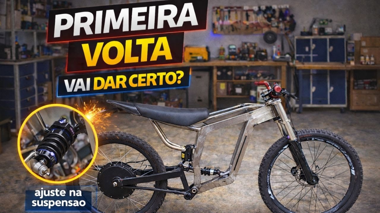 Bike Elétrica Caseira: Teste da Suspensão Depois dos Ajustes