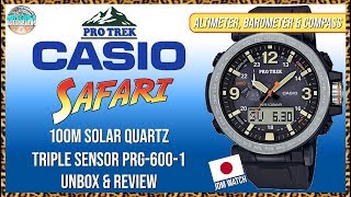 BUY THIS WATCH! | Casio Protrek Safari 100m Solar Quartz Triple Sensor PRG-600-1 Unbox & Review