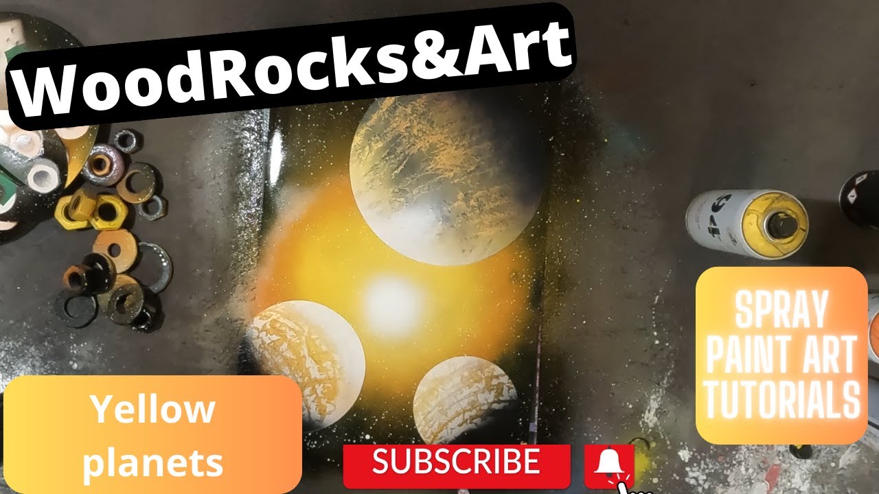 How to spray paint art : Yellow planets tutorial for beginners - YouTube