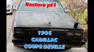 DIY Pulling Lifeless 1985 Cadillac Coupe Deville into Garage by hand