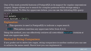 How to Select Rows with Uppercase Letters in PostgreSQL