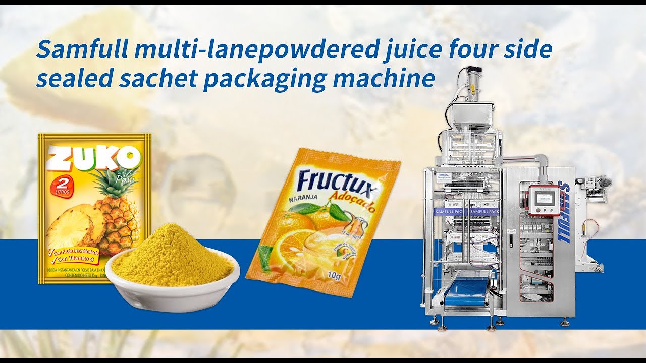 Samfull multi-lane instant fruit juice powder four side sealed sachet filling machine