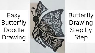 I How To Draw Easy Butterfly Step By Step I Butterfly Doodle Art I Doodle Art For Beginners I