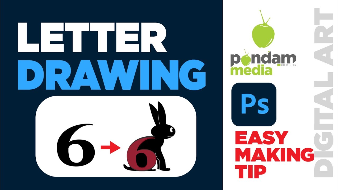 Photo Shop Rabit How to Make 6 to Rabit Letter Art Drawing | Easy Making | #Photoshop # ...