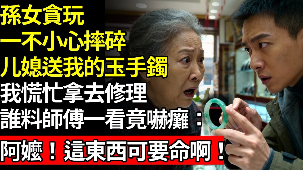 孫女貪玩一不小心，摔碎小氣兒媳，在我70大壽送的玉手鐲，我慌忙拿去修理，誰料師傅一看竟嚇癱：阿嬤！這東西可要命啊！# 養老 #人間家務事# 晚年真相#不肖子孫