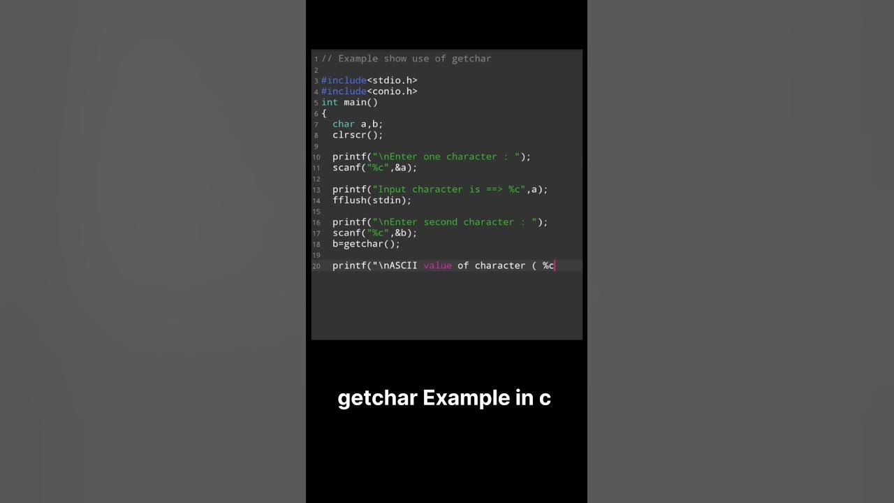 getchar example in c language #program - YouTube