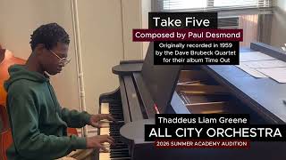 Thaddeus — "Take Five" (Dave Brubeck) | All City Orchestra Audition
