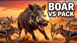 Heartbreaking Nature: Jackals Steal 5 Warthog Piglets From Mother! #wildanimalfights.