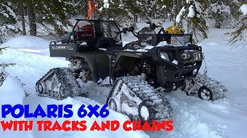Amazing Polaris 6x6 Sportsman 800 Big Boss ATV tatou UTV snow tracks kit chains 6 belter six wheeler