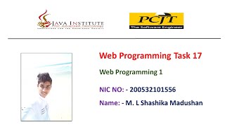 Web Programming I | Task 17 | 1st Year | Semester 01 | Java Institute | M.L Shashika Madushan