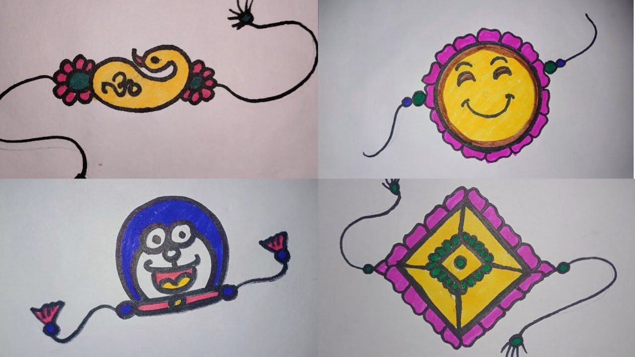5 Easy & Beautiful Rakhi Drawing 🌸 | Rakshabandhan Special Art | Step by Step Rakhi Tutorial