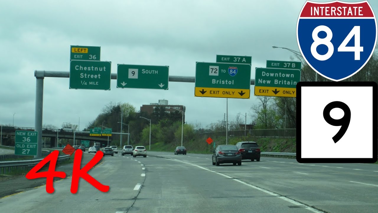 ⁴ᴷ CT 9 Expressway southbound & Downtown Hartford Drive [4K VIDEO]