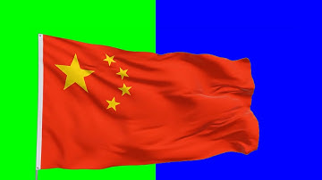 China flag in wind (With sound) - Blue , Green screen