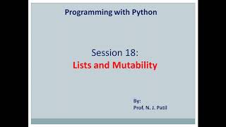 PYTHON session 18 lists and mutability