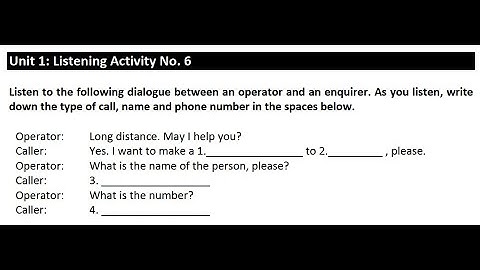 Unit 1: Listening Activity No.6