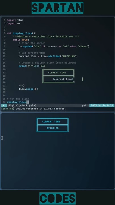ASCII Digital Clock in Python - YouTube
