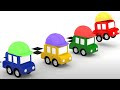 ¡Los 4 coches organizan una carrera por la obra! Los 4 coches coloreados.Dibujos animados para niños