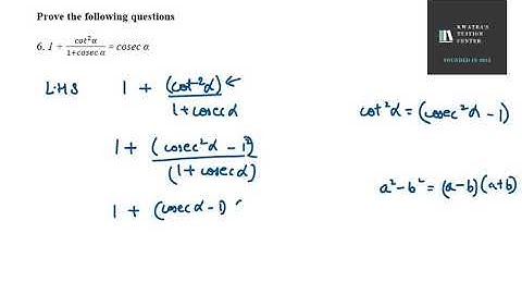6. 1 + 〖cot〗^2 αover 1+cosec α  = cosec α|| Ex 8 3 NCERT Exemplar Class 10