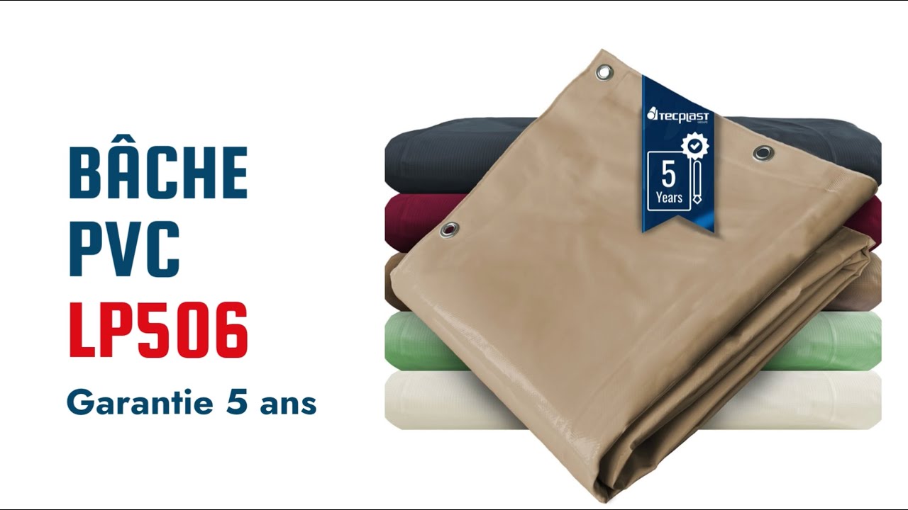 Bâche De Toiture TECPLAST LP640TO 5x8 M Blanc Crème - PVC Renforcé, œillets, Garantie 8 Ans