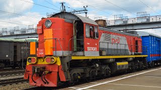 Тепловоз ТЭМ2-7434 с восстановительным поездом. Мучаем старичка. Звук ПД-1М.