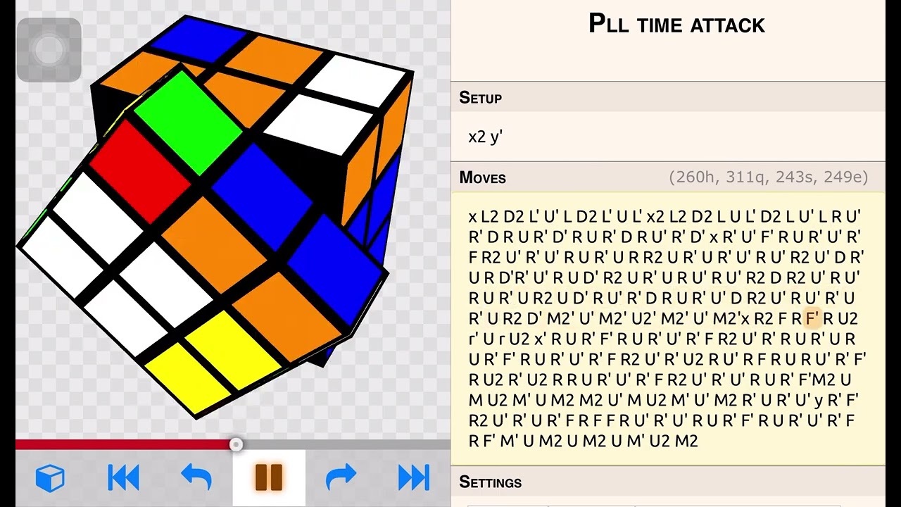 PLL time attack by alg.cubing.net in exactly 29 sec