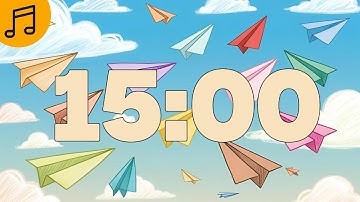 15 Minute SUMMERTIME Timer with Calming Music for The Classroom/ Paper Plane Theme/ Chill & relax ☀️