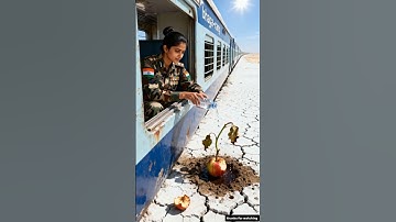 Lady Soldier waters apple trees to prevent them from drying out 😭 #ai #army #plants #apple #save