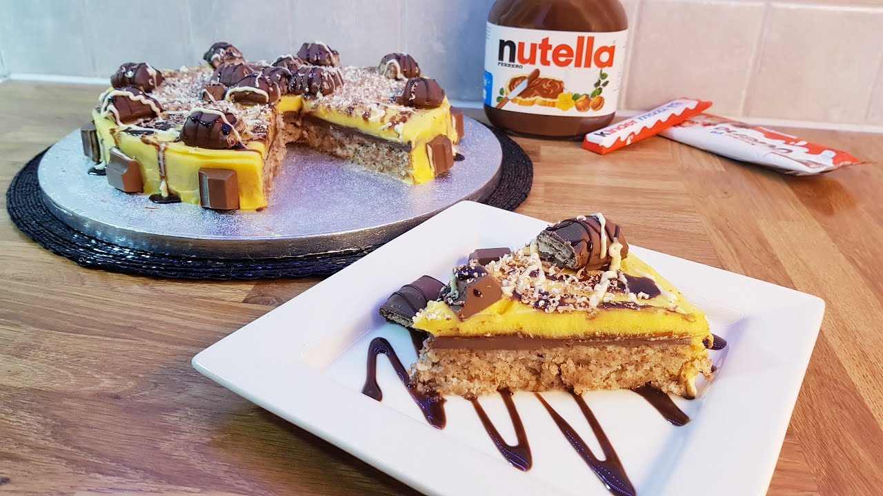 Suksessterte ( Success cake ) with Nutella, Kinder bueno & Kinder maxi