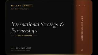CAP Certification: International Strategy & Partnerships
