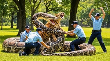 Brave Rescuers Battle Giant Python to Save Leopard 🐆