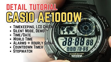 Casio AE-1000 Settings Complete Tutorial: Check, Mute, Time, Date, Alarms, Timer, Stopwatch AE1000W