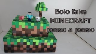 Bolo fake minecraft/festa/decoração