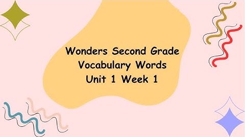 Wonders Grade 2 Unit 1 Wk 1 Vocabulary Words