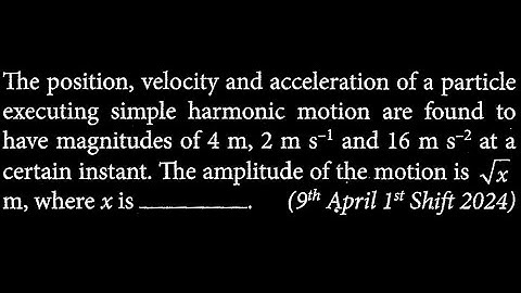 The position, velocity and acceleration of a particle executing simple harmonic motion SW DTS 19 Q1