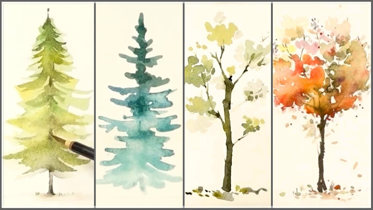 How to Paint 12 Different Trees for Beginners  Easy Watercolor Tutorials