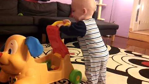 Kaz playing with a new toy