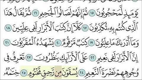 الثلاثاء ١٤٤٢/٦/٢٧ سورة المطففين من آية ( ٢٥-٢٨ ) حفظ