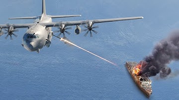 US Air Force AC-130 in Action Firing All Its Scary Cannons to Sink Massive Ship