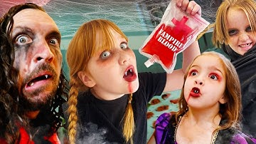 DRACULA FAMiLY out of BLOOD!!  Making a Scary Movie with Vampire Adley Niko & Navey at our old house