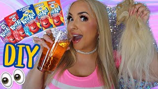 Dying my extensions with KOOL AID!! *at home DIY*