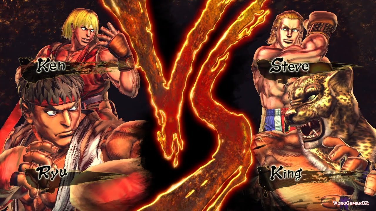 Ryu & Ken vs King & Steve (COM VS COM) - Street Fighter X Tekken
