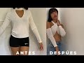 TRANSFORMANDO ROPA VIEJA A NUEVA EN TENDENCIA *sin máquina de coser* -DIY-          #DIY