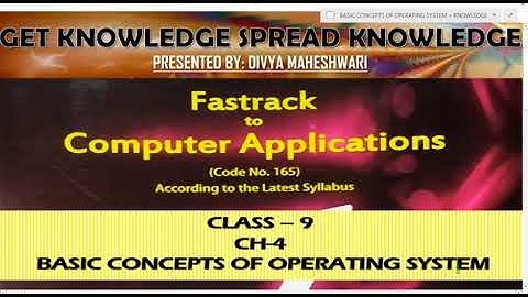 FASTRACK TO COMPUTER APPLICATIONS PART-7 CLASS-9 CH-4 BASIC CONCEPTS OF OPERATING SYSTEM